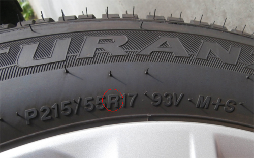 Cấu trúc của lốp thể hiện qua chữ cái sau tỷ lệ thành lốp.