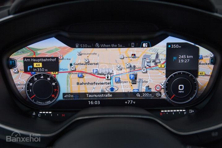 Đánh giá xe Audi TT 2017: Tất cả các thông tin sẽ hiển thị trên bảng đồng hồ lái a1