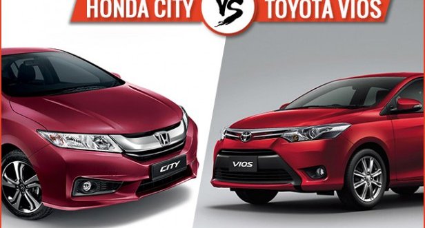 Honda City và Toyota Vios màu đỏ