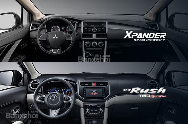 So sánh xe Mitsubishi Xpander 2018 và Toyota Rush 2018 về khoang nội thất a1