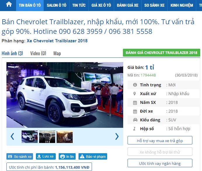 Chevrolet Trailblazer có giá khởi điểm 1 tỷ đồng ở Việt Nam? a1