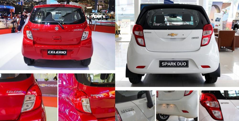 So sánh xe Suzuki Celerio 2018 và Chevrolet Spark LT 2018 về đuôi xe