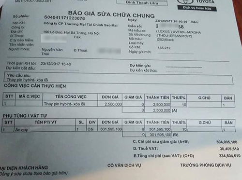 Khách Việt bất ngờ trước mức phí hơn 300 triệu thay ắc-quy của chiếc Lexus LS 600h L 2010 1