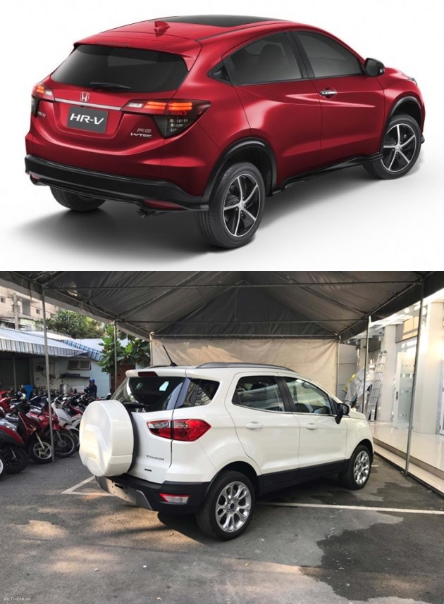 So sánh xe Honda HR-V 1.8L 2018 và Ford Ecosport Titanium 1.0L EcoBoost 2018  về đuôi xe 1.