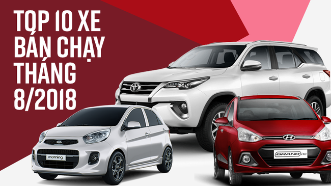 Top 10 xe bán chạy nhất tháng 8/2018: xe Toyota thống trị.