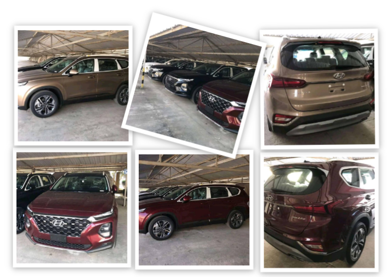 Lô xe Hyundai Santa Fe 2019 mới về đầy bãi, chuẩn bị giao đến tay khách hàng.