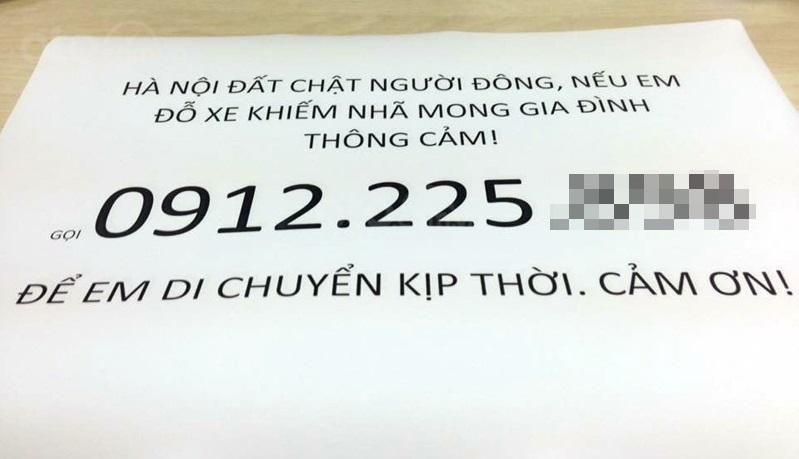 In sẵn giấy để lại lời nhắn và số điện thoại...