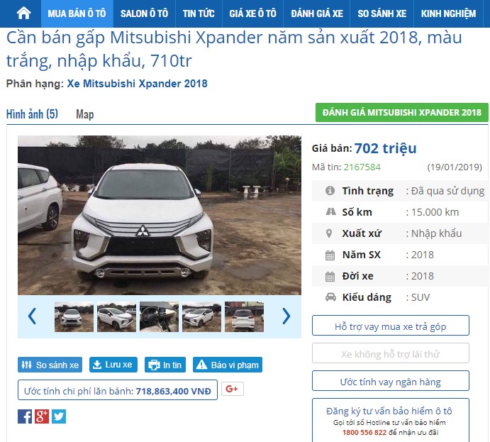 Mitsubishi Xpander cũ được rao bán bằng giá lăn bánh xe mới tại Việt Nam a3