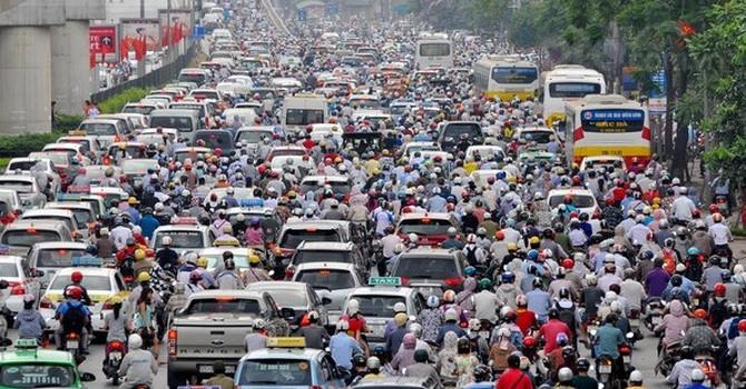 Cảnh tắc đường ở Hà Nội...
