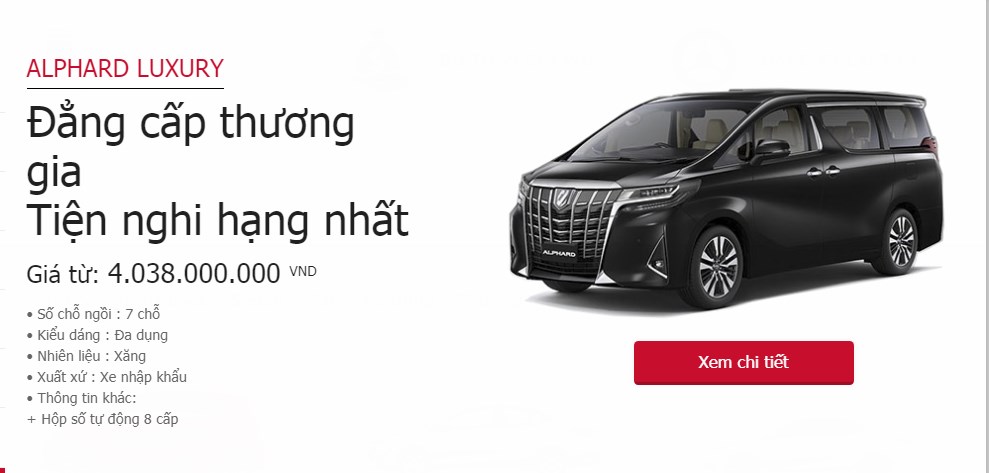 Toyota Alphard Luxury 2019 giá hơn 4 tỷ đồng chính thức xuất hiện trên website chính hãng.