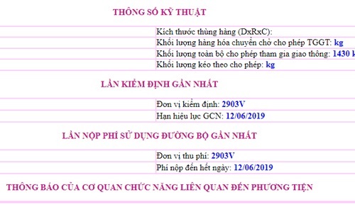 Thông tin về xe và lỗi phạt nguội (nếu có)...