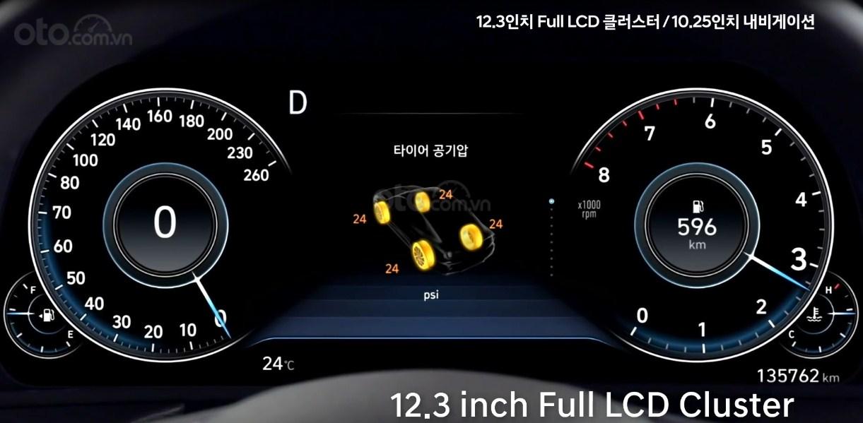 Đánh giá xe Hyundai Sonata 2020 - cụm đồng hồ lái 12,3 inch LCD.