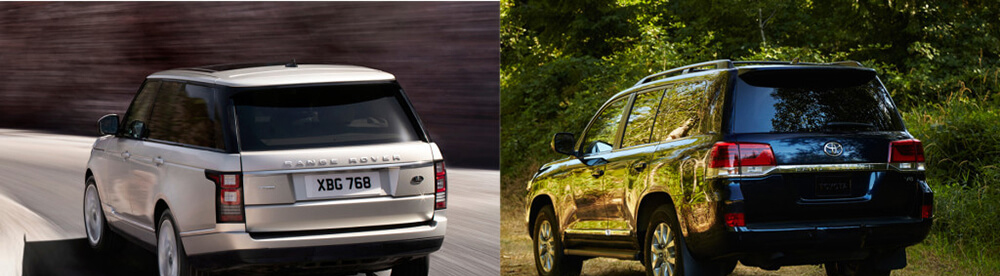 So sánh xe Toyota Land Cruiser 2019 và Land Rover Discovery 2019 về đuôi xe.