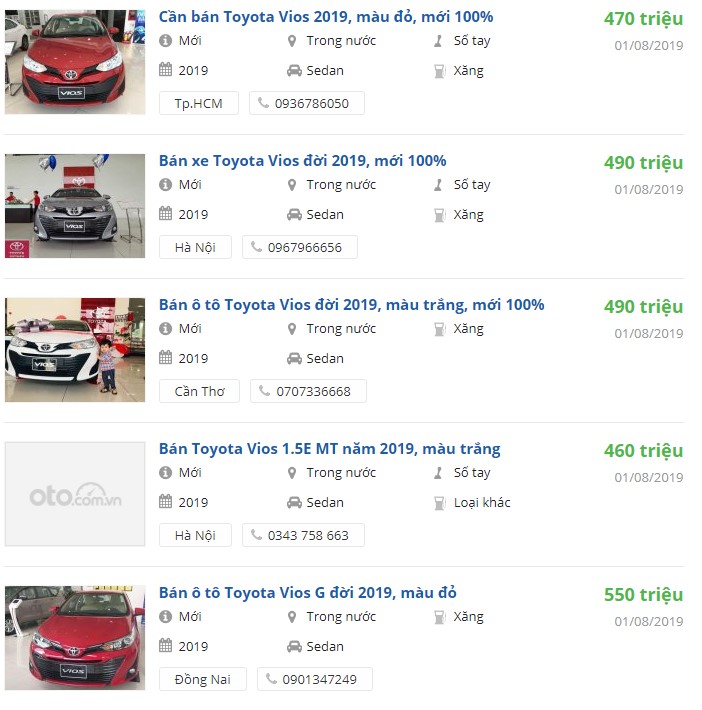 Đón tháng Ngâu, giá xe Toyota Vios 2019 tại đại lý tháng 8 ưu đãi mạnh.