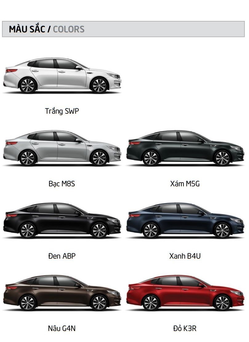 Màu xe Kia Optima 2019 Màu xe Kia Optima 2019