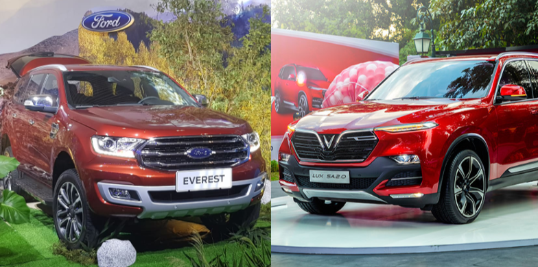 So sánh VinFast LUX SA2.0 với Ford Everest So sánh VinFast LUX SA2.0 với Ford Everest