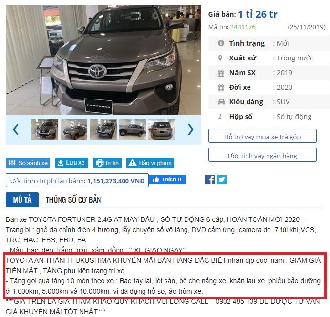 Giá xe Toyota tại đại lý