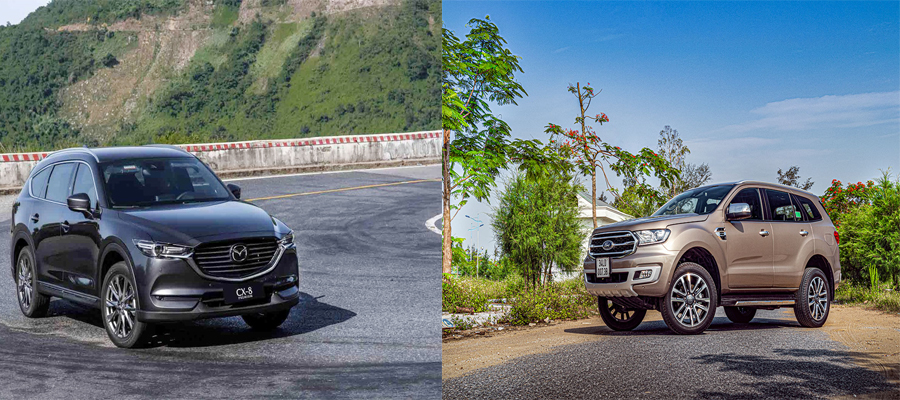 Ảnh chụp xe Mazda CX-8 2019 và Ford Everest 2019