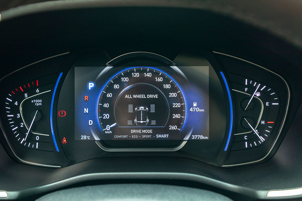Đánh giá xe Hyundai Santa Fe 2019: Bảng đồng hồ.