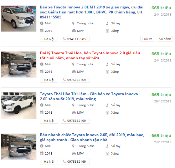 Toyota Innova giảm giá tại đại lý Hà Nội 1