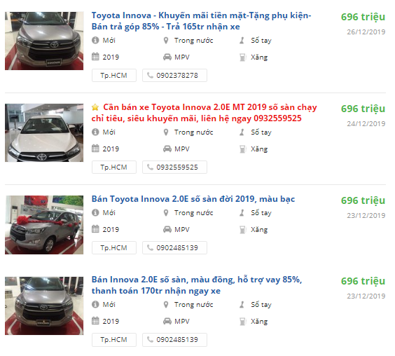 Toyota Innova giảm giá tại đại lý TP. Hồ Chí Minh 1