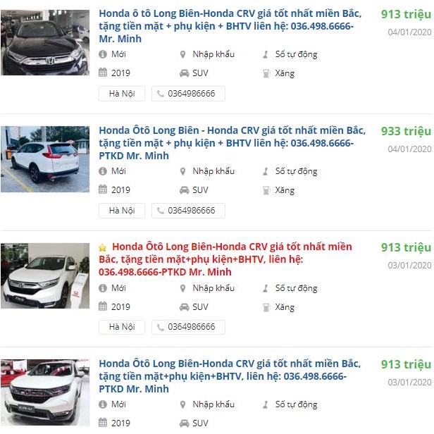 Honda CR-V giảm giá tại đại lý a1