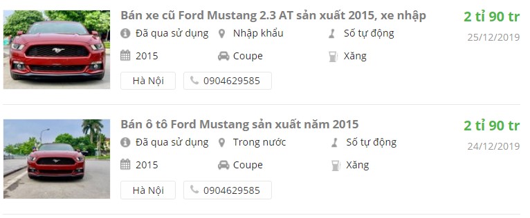 Ford Mustang cũ đã qua sử dụng sẽ có mức giá thấp hơn,