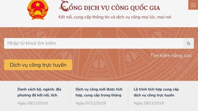 Cổng thông tin dịch vụ công quốc gia.