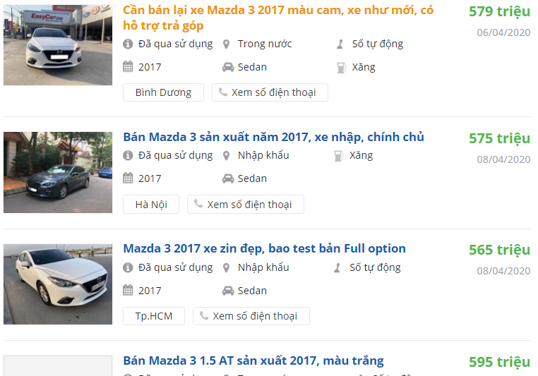 Thấp hơn rất nhiều so với giá xe Mazda 3 2017 cũ rao bán trên thị trường 1