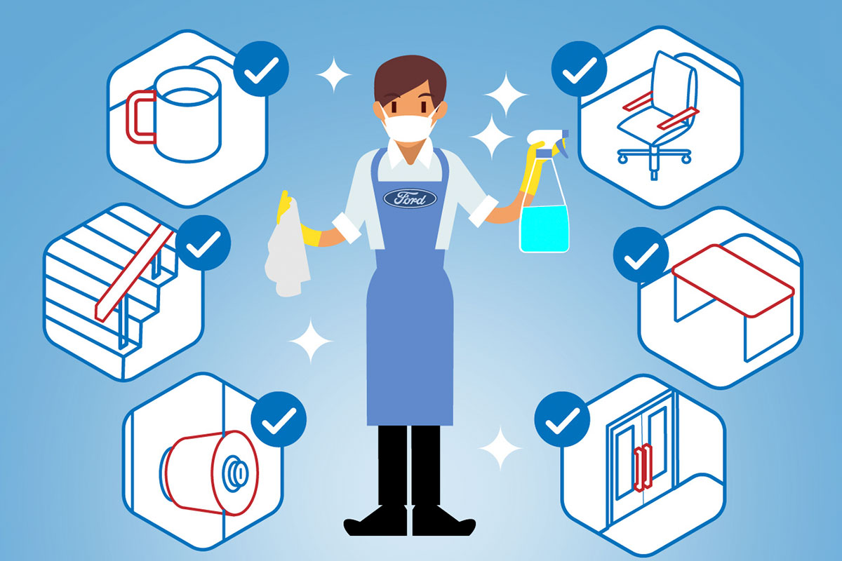 Các biện pháp vệ sinh đẩm bảo an toàn tại Ford Việt Nam.