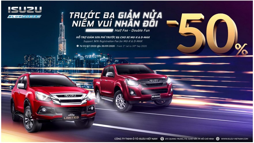 Isuzu Việt Nam hỗ trợ lên tới 50% lệ phí trước bạ cho khách mua xe 1