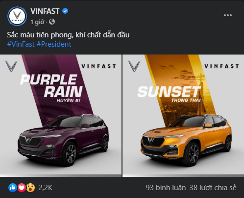 VinFast chia sẻ hình ảnh mới nhất về màu sắc của President.