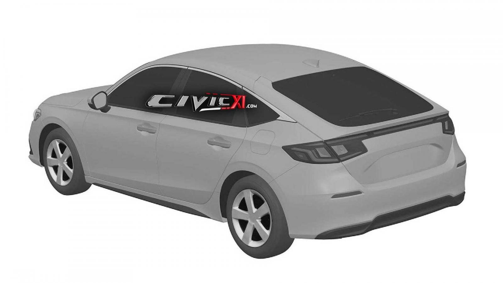 Honda Civic 2021 hatchback với tạo hình vuông vắn hơn.