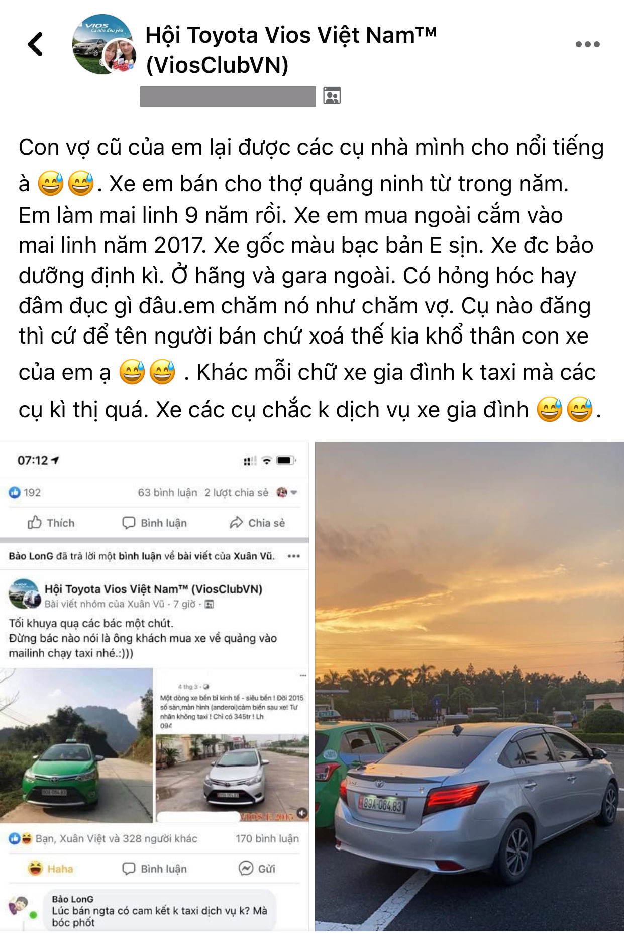 Chủ xe phân trần về thông tin Toyota Vios 2015 của mình đăng bán "Xe gia đình, không taxi" 1