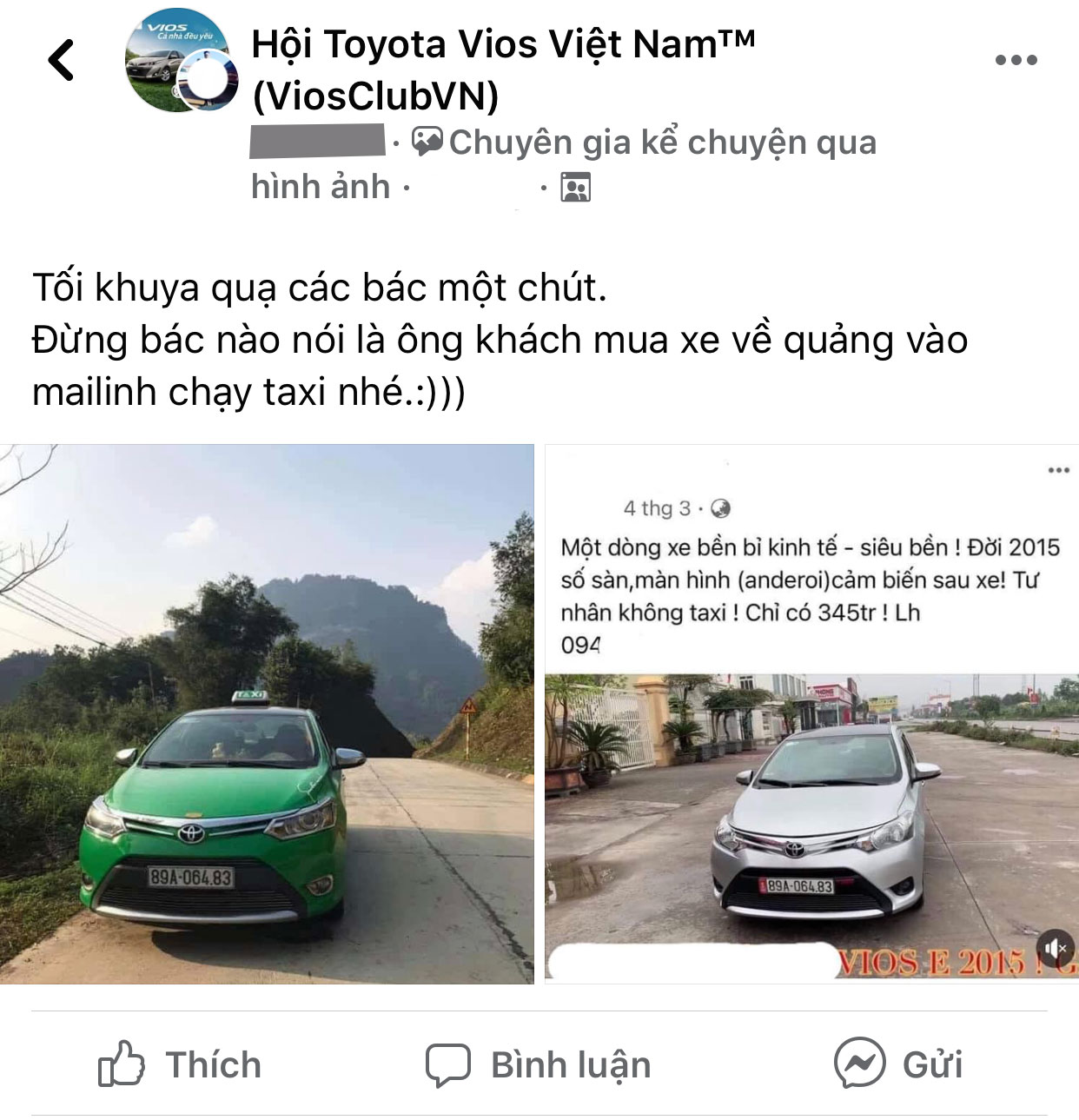 Bài đăng chiếc Toyota Vios 2015 từng chạy taxi nhưng rao bán "tư nhân" 1