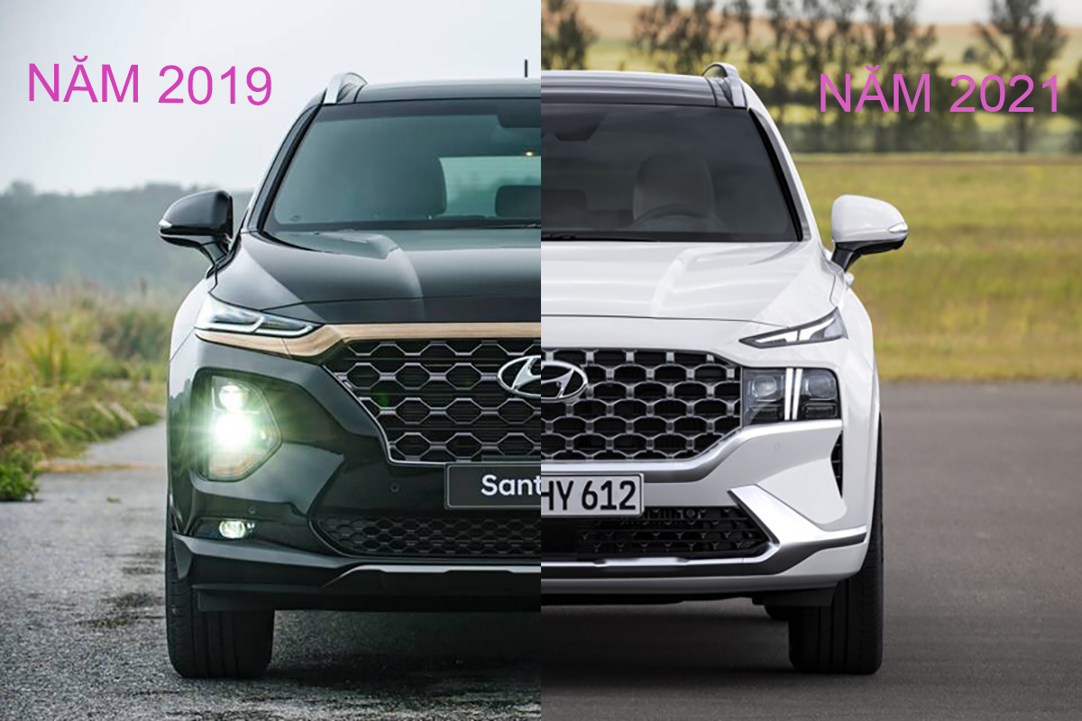 Phiên bản facelift của Hyundai Santa Fe thế hệ 2019 và 2021.