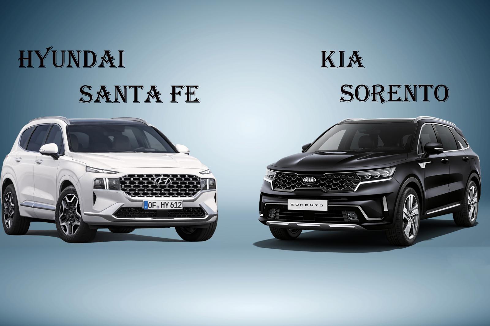 So sánh xe Kia Sorento 2021 và Hyundai Santa Fe 2021 Hai anh em có khác  nhau