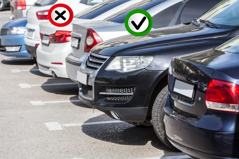 Khi đỗ xe, hướng đầu xe ra ngoài là đúng Khi đỗ xe, hướng đầu xe ra ngoài là đúngb