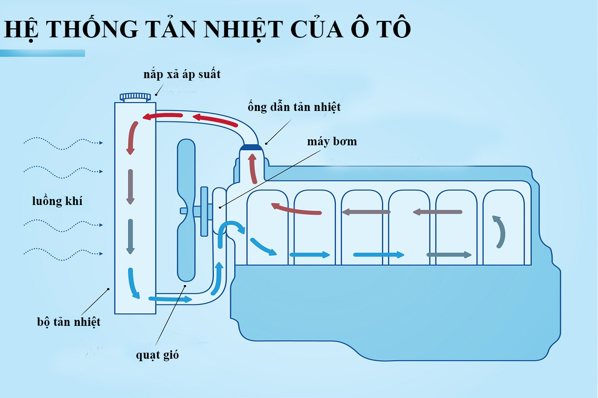 Hệ thống tản nhiệt trên xe ô tô.