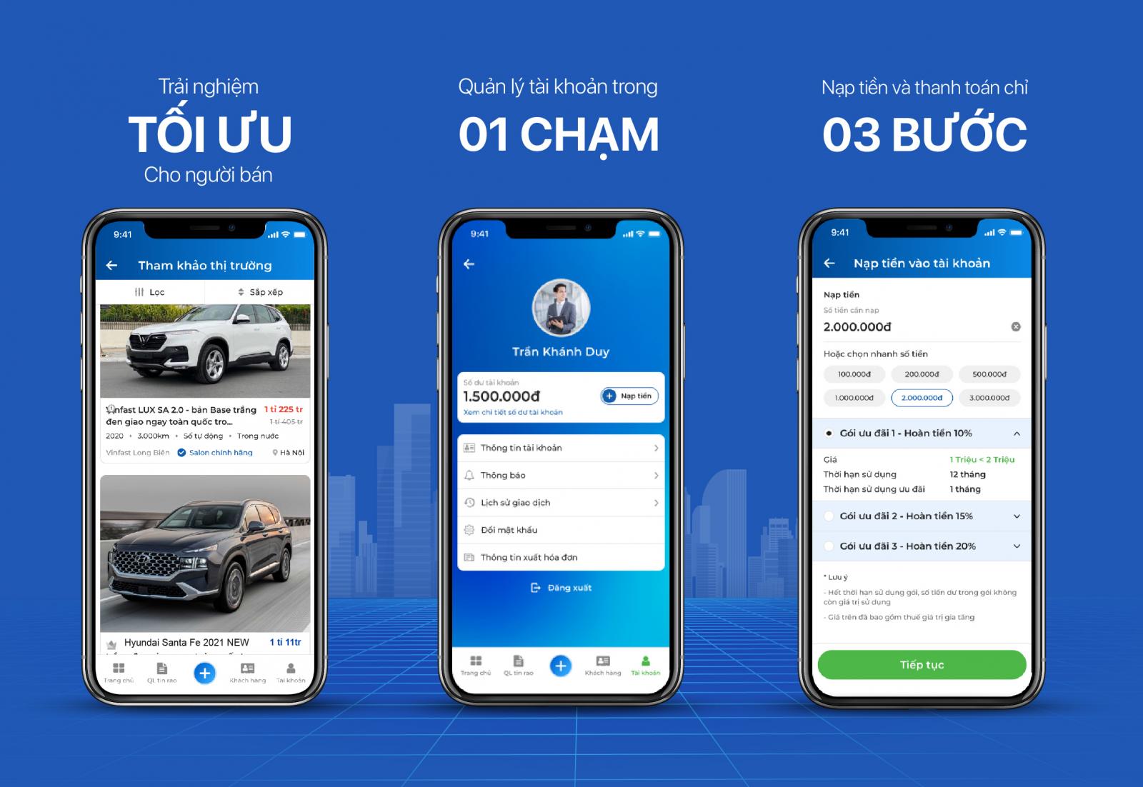 Dễ dàng quản lý tài khoản, nạp tiền và thanh toán trong 3 bước cùng ứng dụng Oto.