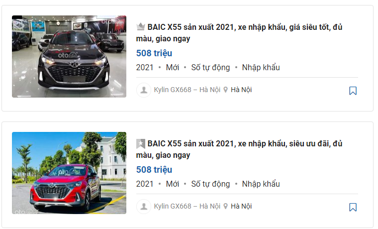 Những chiếc Baic X55 sản xuất năm 2021 giảm giá còn 508 triệu đồng 1