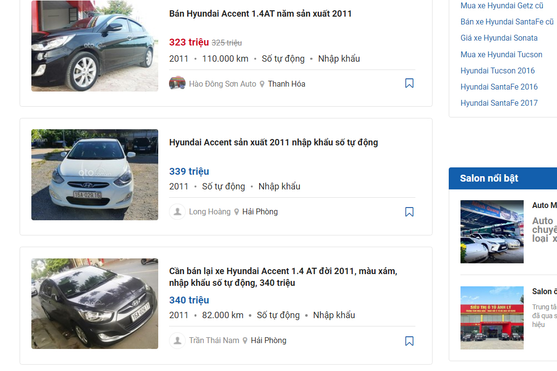 Sau 10 năm sử dụng, giá xe cũ của các dòng xe phổ thông dao động từ 300-400 triệu đồng.