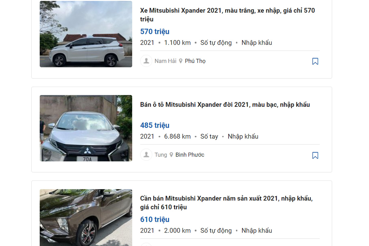  Mitsubishi Xpander sản xuất năm 2021 được chủ xe đồng loạt rao bán.
