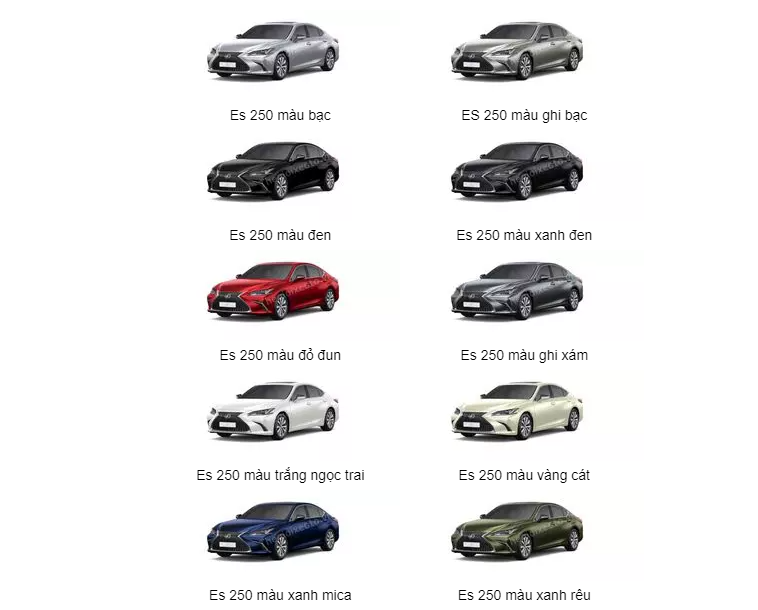 màu xe Lexus ES 250.