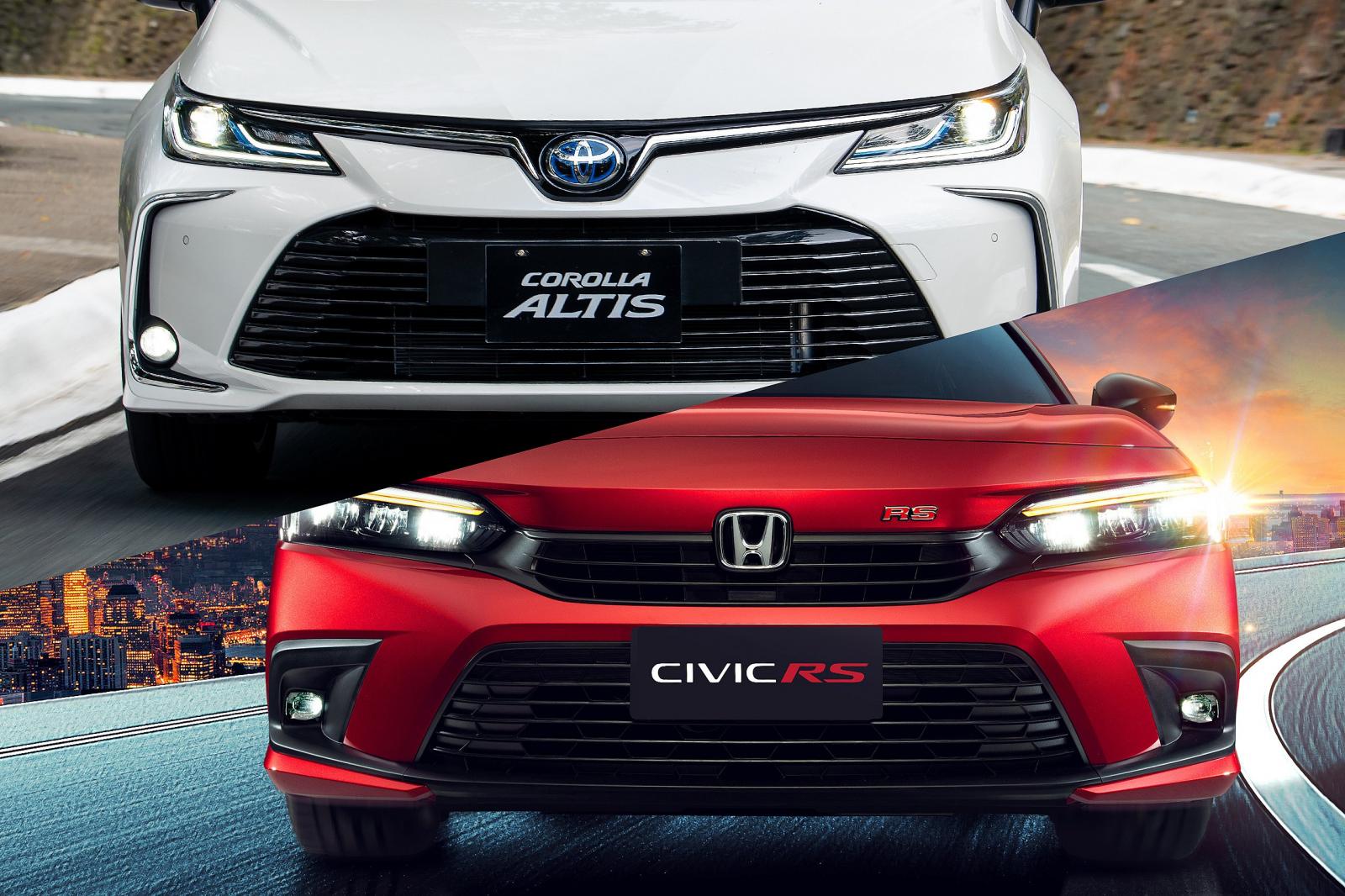 Honda Civic 2022 và Toyota Corolla Altis 2022.