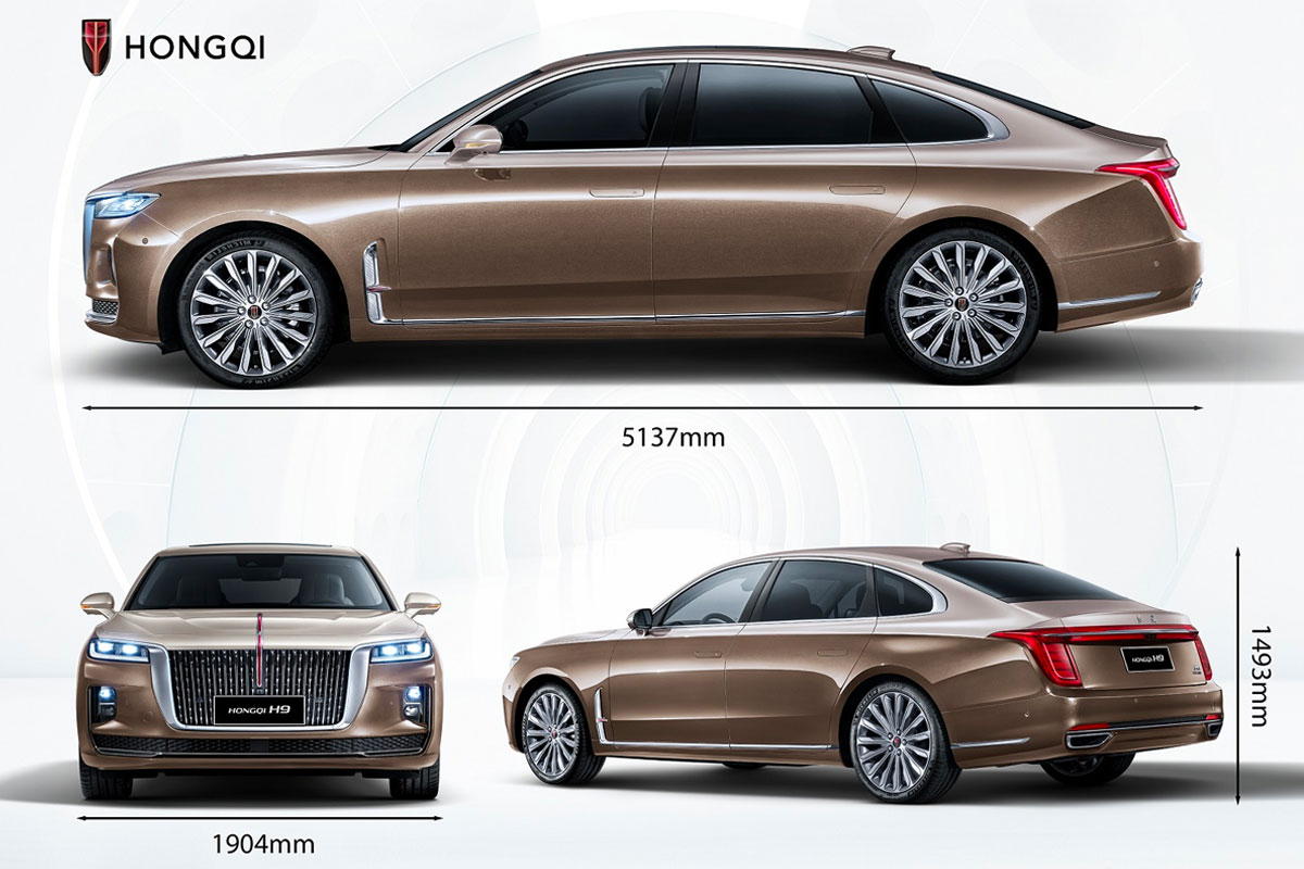 Ngoại thất xe Hongqi H9 nổi bật với bộ lưới tản nhiệt cỡ lớn.