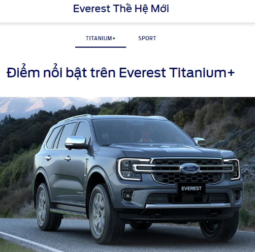  Everest hoàn toàn mới được bán với phiên bản Sport (tiêu chuẩn) và Titanium+ (cao cấp). 1