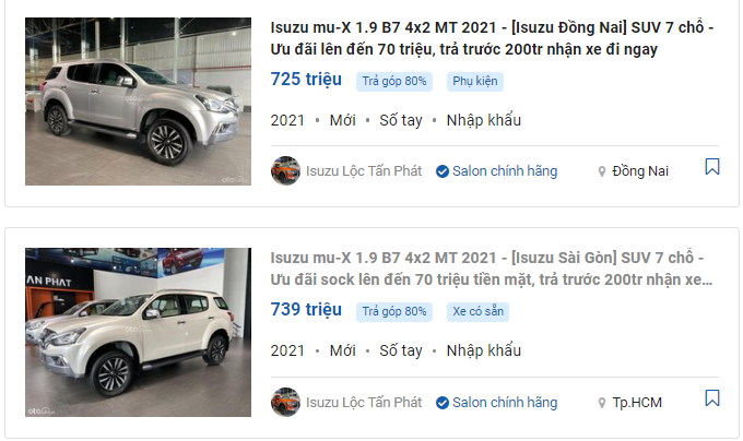 đại lý đang chào bán xe Isuzu mu-X 2021 với mức giảm lên tới 70 triệu đồng. 1