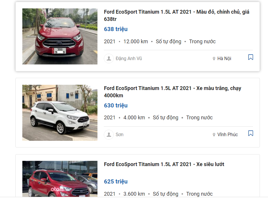 Ford EcoSport được rao bán với giá hấp dẫn.