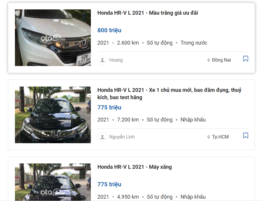 Honda HR-V cũ đang được rao bán với nhiều khoảng giá hấp dẫn.